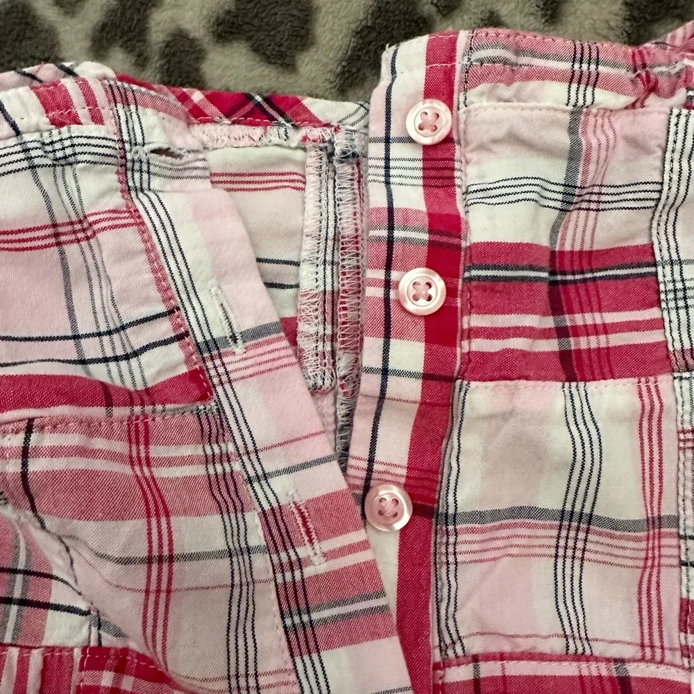 Old Navy Plaid Patchwork Onesie One Piece Romper in White Pink Size 6-12 months